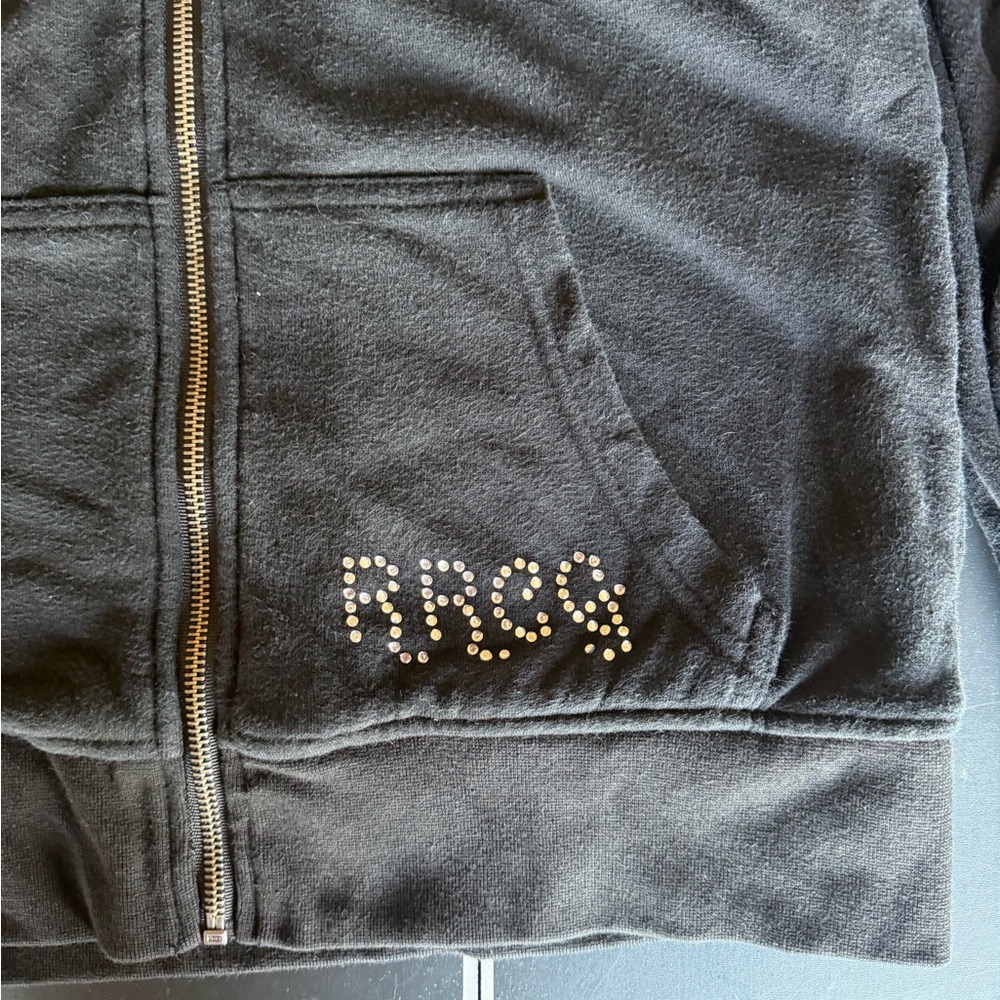 Rock & Roll Cowgirl Black Lined Zip Up with Red and Silver Accents - Picture 5 of 6